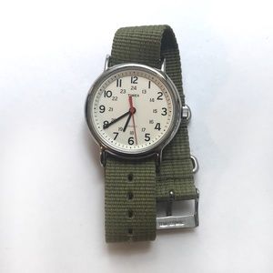 Timex Weekender 31mm analog watch with green strap